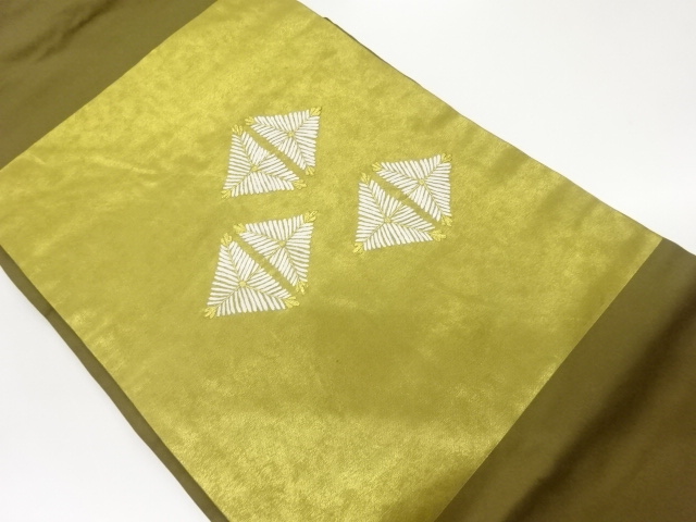 JAPANESE NAGOYA OBI / EMBROIDERY / ABSTRACT PINE & RHOMBUS